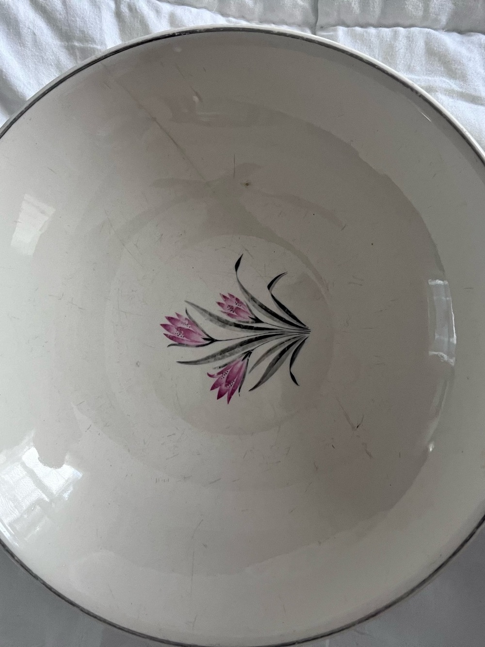 Floral Decorative Ceramic Bowl in Pink